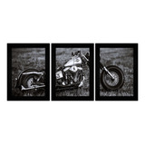 Trio Quadros Decorativos Poster Moto Antigo Vintage M03
