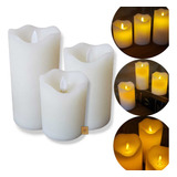 Trio Velas Led Pilha 3 Tamanho