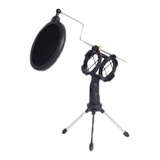 Tripé Com Pop Filter Suporte Pedestal Pequeno De Mesa