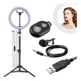 Tripé Pedestal Microfone Celular + Luz Iluminador Ring Light