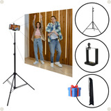 Tripé Profissional Universal 2.1m + Suporte Celular + Bag