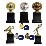 Trofeu Campeão Vice Terceiro + 30 Medalhas Futebol Original