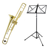 Trombone De Pisto Tb 200p Laqueado Dourado Com Case New York