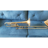 Trombone De Vara Com Rotor Em Sib Laqueado Dourado Com Case