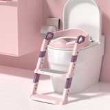 Troninho Redutor Assento Vaso Sanitário Infantil Com Escada Cor Rosa E Roxo