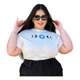 Tshirt Feminina Plus Size Blusa Da Moda Malha Algodão