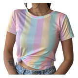 Tshirt Listras Candy Colors Blusa Básica