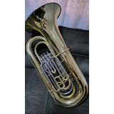 Tuba Sib 4/4 Weril J981 Dourada Com Prata 4 Pistos Completa