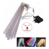 Tubo Cascata Cortina Led C/8 30cm 192 Led Chuva Branco Cor Das Luzes Colorido 110v