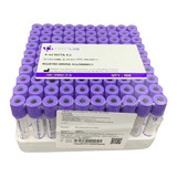 Tubo Coleta A Vácuo Tampa Roxa Edta Plástico 4ml - 100 Tubos