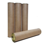 Tubo Papelão Tubete Canudo 35cm X 6,1cm Ø Tampa Metal 20 Und