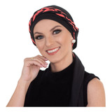 Turbante Preto+ Tiara Trança Preto E Coral: Quimio Alopécia