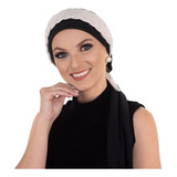 Turbante Preto + Trança Larga Bege: Tratamento Quimioterapia