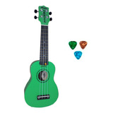 Ukuelele Soprano Acústico Colorido Menphis Honu + 3 Palhetas