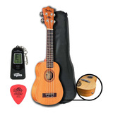 Ukulele Shelby Soprano Su21m/su21t Capa, Afinador E Palhetas