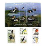 Um Bloco E 5 Selos Eire Irlanda 1996 Fauna Pássaros Cartela