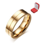 Unidade Anel Aliança Masculina Titânio Banhado A Ouro 18k