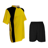 Uniforme 20+1 Camisa Amarelo/preto, Calção Preto E Goleiro