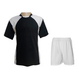 Uniforme 20+1 Camisa Preto/branco, Calção Branco E Goleiro