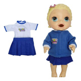 Uniforme Escolar Mais Jaqueta Para Boneca Baby Alive 