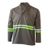 Uniforme Faixa Refletiva Abnt Jaleco Manga Longa - Cinza
