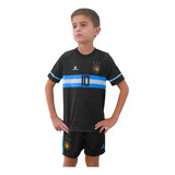 Uniforme Infantil Messi Argentina Preta Camisa