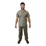 Uniforme Jaleco Camisa Manga Curta E Calça Brim 100% Algodão