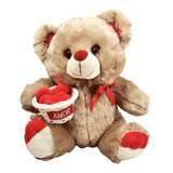 Urso De Pelúcia 30cm Altura Cestinha Amor