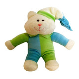 Urso De Pelúcia Baby - 30cm De Altura - Soft Toys Cor Azul E Verde