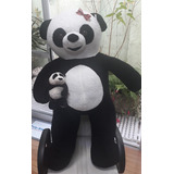 Urso Panda Grande Pelúcia Gigante 1,2 M 120cm + Filhote 25cm