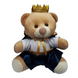 Urso Principe Manto Azul Marinho 18cm - Nicho Quarto Bebê