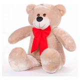 Urso Teddy Grande Pelúcia Avelã 90cm Extra Macio Com Laço