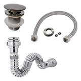 Válvula Click 1.1/4 + Sifão Flexível Cromado P/ Tanque Cuba