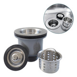 Valvula Pia Cozinha 3 1/2 Inox C Cesto Removível Ralo Pia