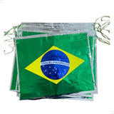 Varal De 10m Bandeiras Brasil Metalizada