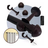 Varão De 1,5 Metros Com Conjunto De Instalação 19mm Fino Cor Tabaco