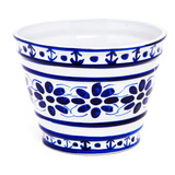 Vaso Cachepot Em Porcelana Azul Colonial 15 Cm
