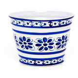 Vaso Cachepot Em Porcelana Azul Colonial 17 Cm - Monte Sião