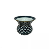Vaso Cachepot Porcelana Azul Petróleo E Branco Golden D18x14
