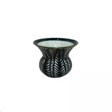 Vaso Cachepot Porcelana Azul Petróleo E Branco Leaves D18x14