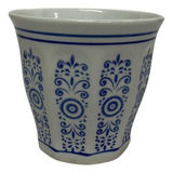 Vaso Cachepot Porcelana Chinesa Branco E Azul P
