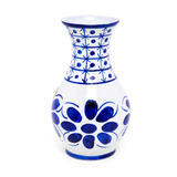 Vaso Colonial 29 Cm Azul E Branco Em Porcelana Pintado À Mão