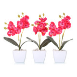 Vaso De Flor Artificial Orquídeas Decorativas Kit Com 3