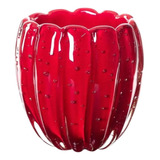 Vaso De Vidro Vermelho Intenso 10x10cm Em Murano