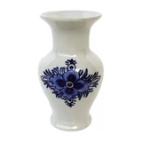 Vaso Floral Porcelana Chinesa Branco Azul Cachepot 18 Cm