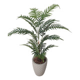 Vaso Grande Decorativo + Planta Artificial Palmeira Realista