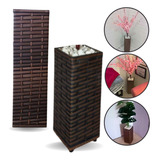 Vaso Grande Para Plantas De Fibra Madeira Coluna Artesanal