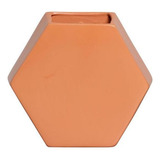 Vaso Hexagonal Em Cerâmica Terracota 24,5x26,4 Cm