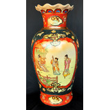 Vaso Laço Porcelana Chinesa Decorativo Pintado Á Mão 46cm