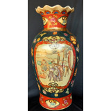 Vaso Samurai Porcelana Chinesa Decorativo Pintado Á Mão 46cm